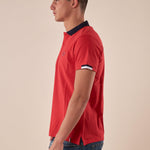 Polo da Uomo in 100% Cotone Piquet con Colletto e Polsini a Contrasto. BAM5431 BRIGHT RED BACI & ABBRACCI 