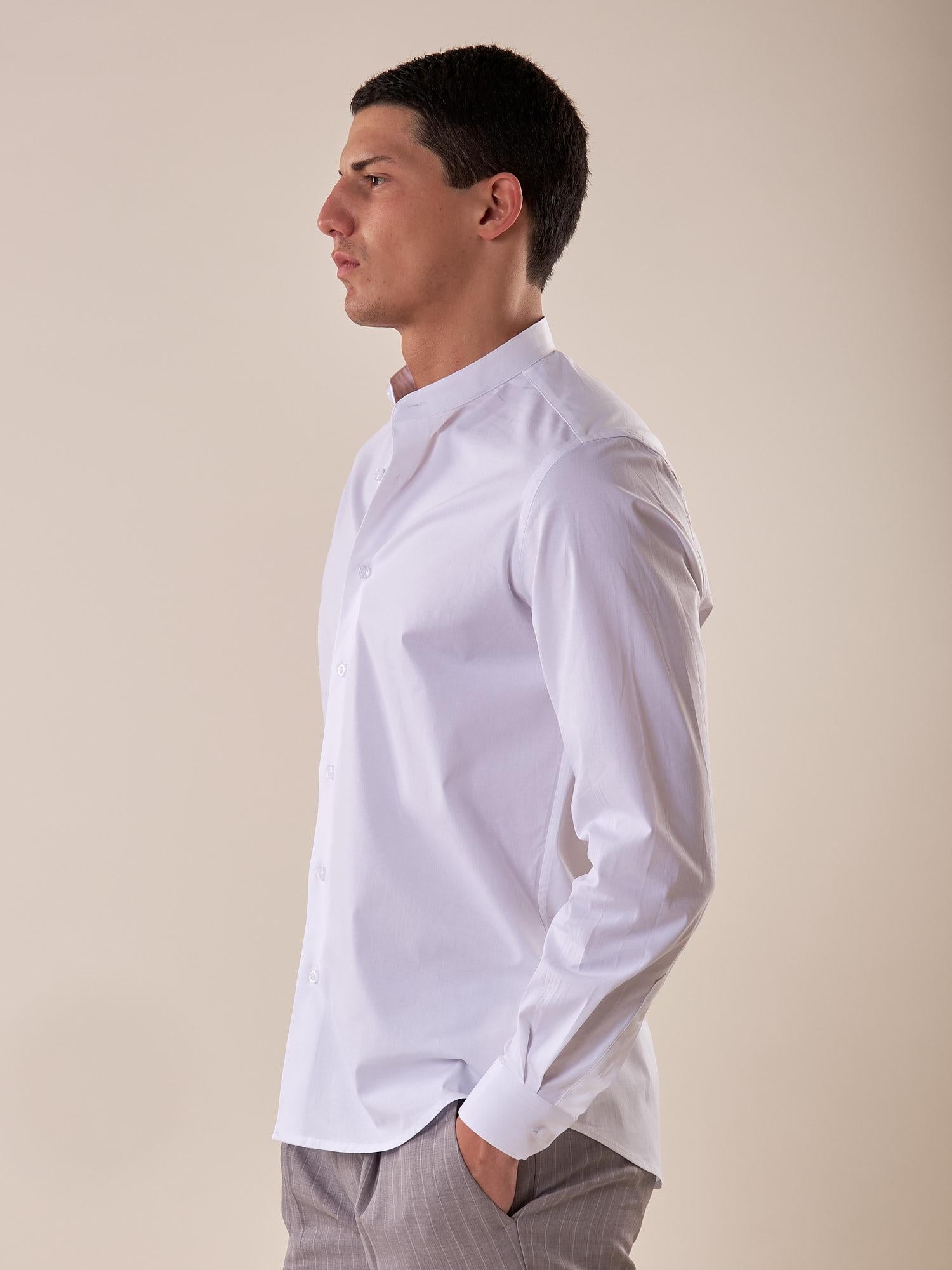 Camicia Manica lunga cotone elasticizzato modello alla coreana uomo. OC1S2S5C02 BIANCO OVER-D 