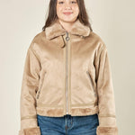 Ecomontone donna con dettagli in ecopelliccia. Zip frontale e tasche con zip. NDR/P78/1 BEIGE LARA PRINCE 
