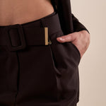 Pantalone donna vita alta con cintura e pences PA000763 NERO ARTIGLI 