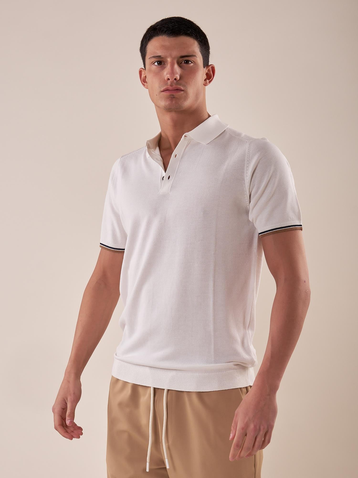 Polo manica corta viscosa crepe f.12 uomo. CON2158125 WHITE CONSENSO Uomo 