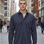 Camicia Uomo No Stiro in Jersey Ultra Stretch Manica Lunga. CON5413426 NAVY CONSENSO 