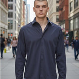 Camicia Uomo No Stiro in Jersey Ultra Stretch Manica Lunga. CON5413426 NAVY CONSENSO 