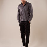 Camicia manica lunga micro piquet uomo. OC1S2S5C35 NERO OVER-D Uomo 