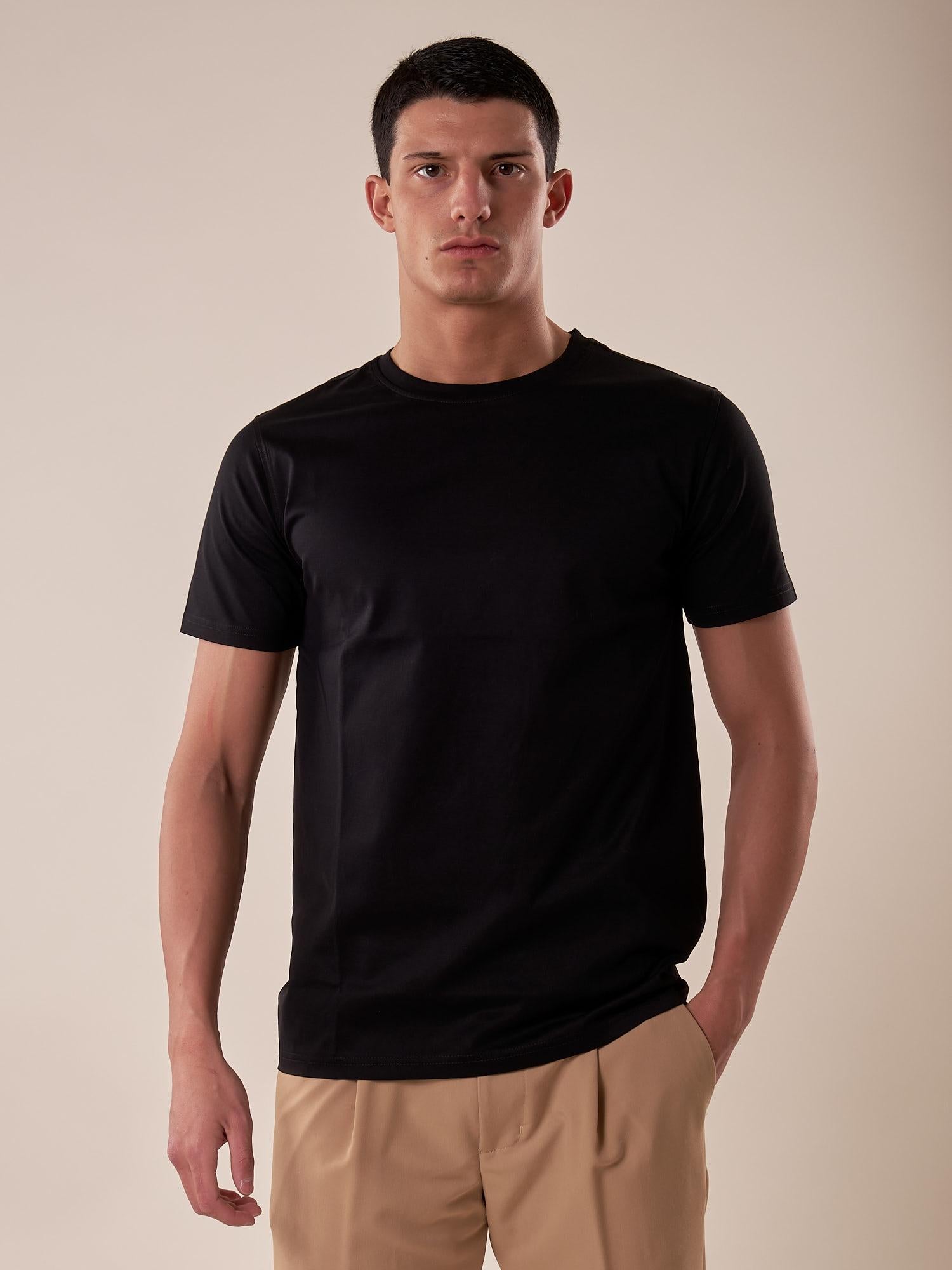 T-Shirt manica corta 100% cotone mercerizzato uomo. DM9302 NERO DATCH Uomo 