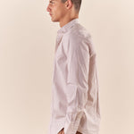 Camicia da uomo a righe in cotone elasticizzato manica lunga vestibilità regular con riprese sul retro. CE1270H BEIGE HAMAKI-HO 
