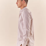 Camicia da uomo a righe in cotone elasticizzato manica lunga vestibilità regular con riprese sul retro. CE1270H BEIGE HAMAKI-HO 