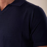 Polo manica corta collo derby viscosa tessuto crepe finezza 12 uomo. CON2152125 NAVY CONSENSO 