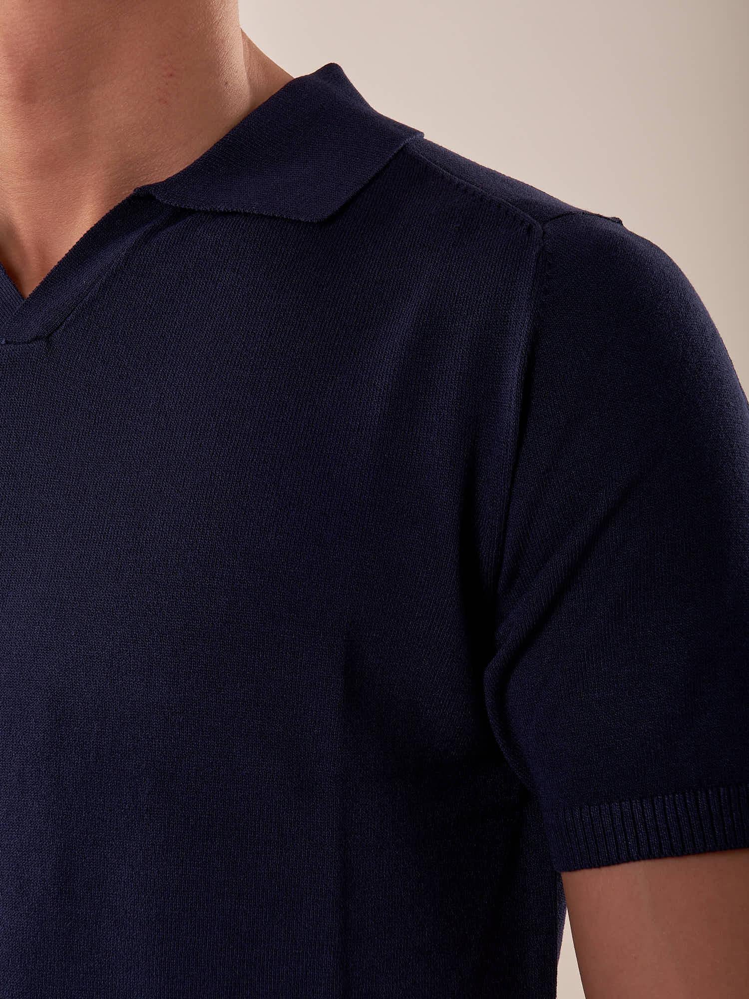 Polo manica corta collo derby viscosa tessuto crepe finezza 12 uomo. CON2152125 NAVY CONSENSO 