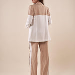 Giacca da Donna bicolore in tessuto misto viscosa con tasca con pattina. GI000817 BEIGE/AVORIO ARTIGLI 