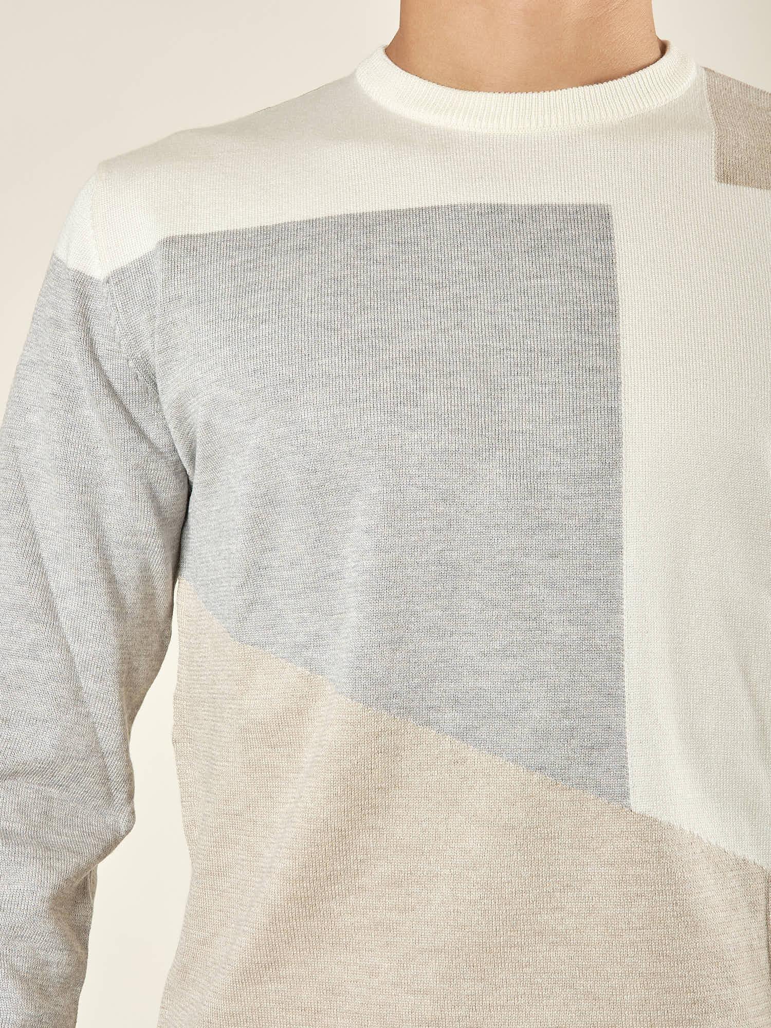 Maglia Uomo Invernale Girocollo in Misto Viscosa con Intarsi. Eleganza e Comfort in Stile Moderno. MI3172H OFF WHITE HAMAKI-HO 