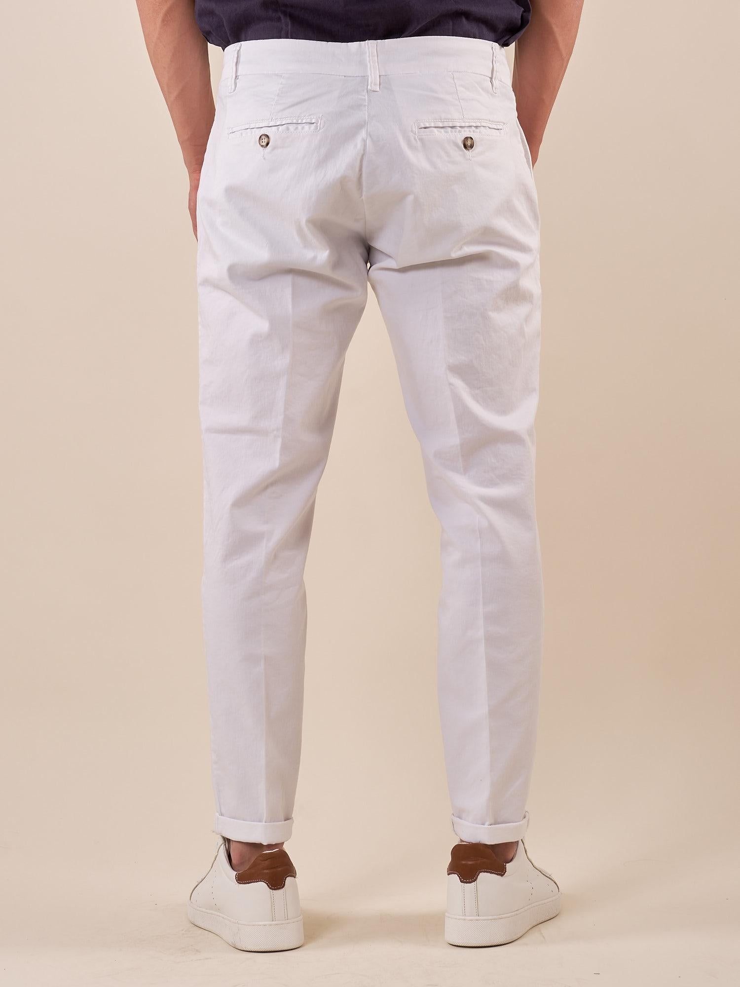 Pantalone Uomo Capri Slim in Cotone Elasticizzato con Tasche allAmericana GPE500 BIANCO BLACKSUNDAY 