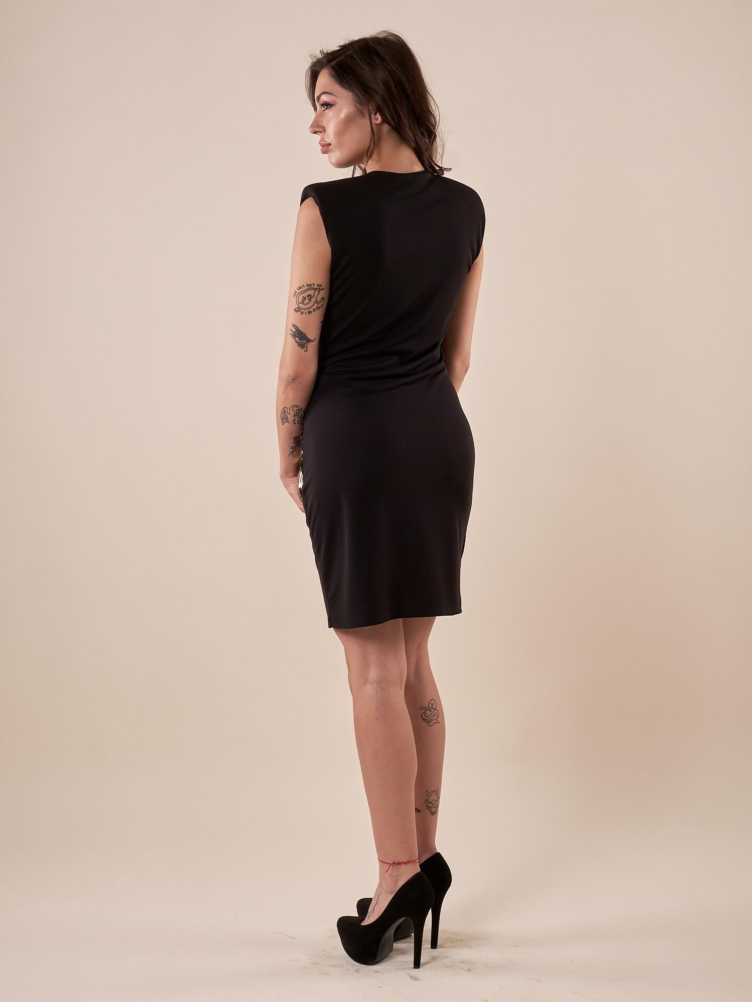 Abito Donna corto con spalline elasticizzato elegante. CS/X413EC NERO EXTASY 