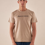 T-shirt Uomo manica corta in cotone 100% con logo stampato a contrasto. TS616034 BEIGE Henry Cotton's Uomo 