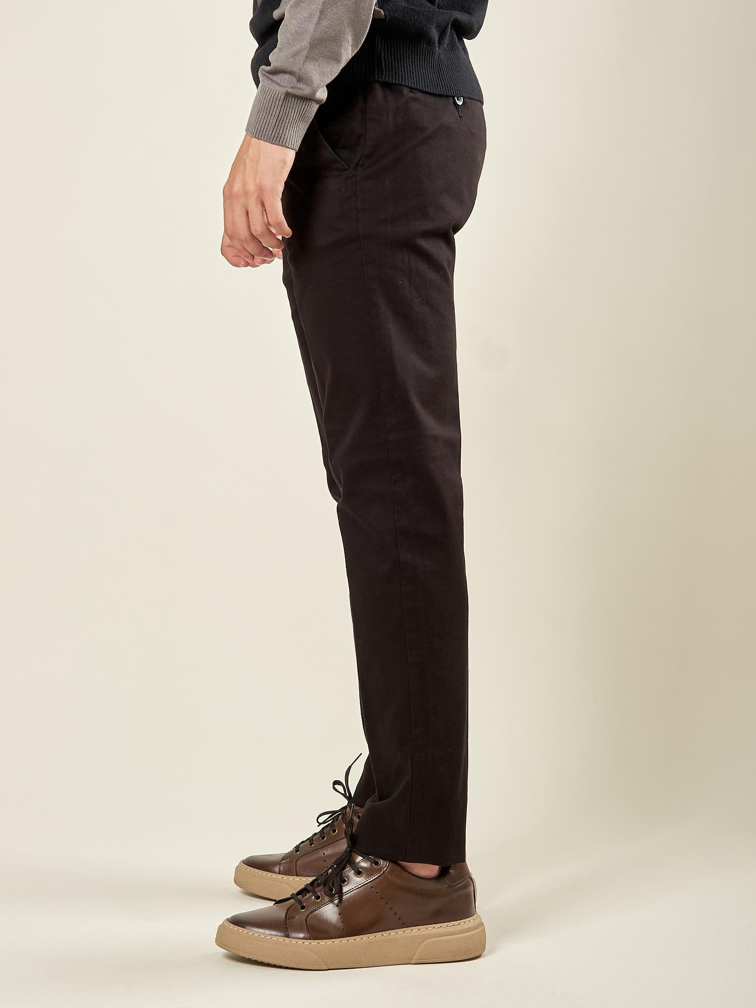 Pantalone Uomo in Cotone Elasticizzato Invernale con Tasche allAmericana. Comfort e Stile per la Stagione Fredda. PSI1781H NERO HAMAKI-HO 