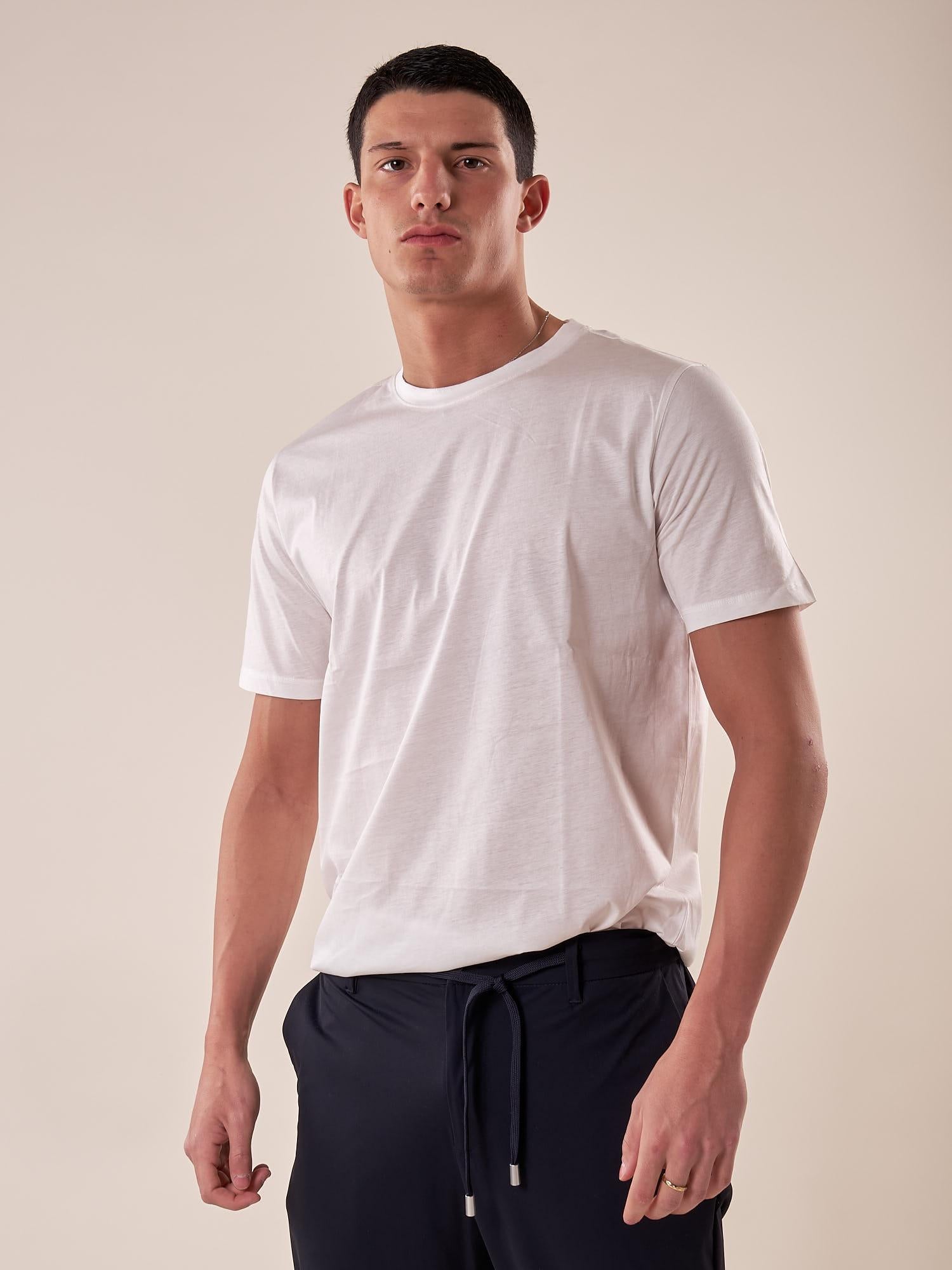 T-Shirt manica corta cotone mercerizzato uomo. OC1S2S5T10 BIANCO OVER-D 