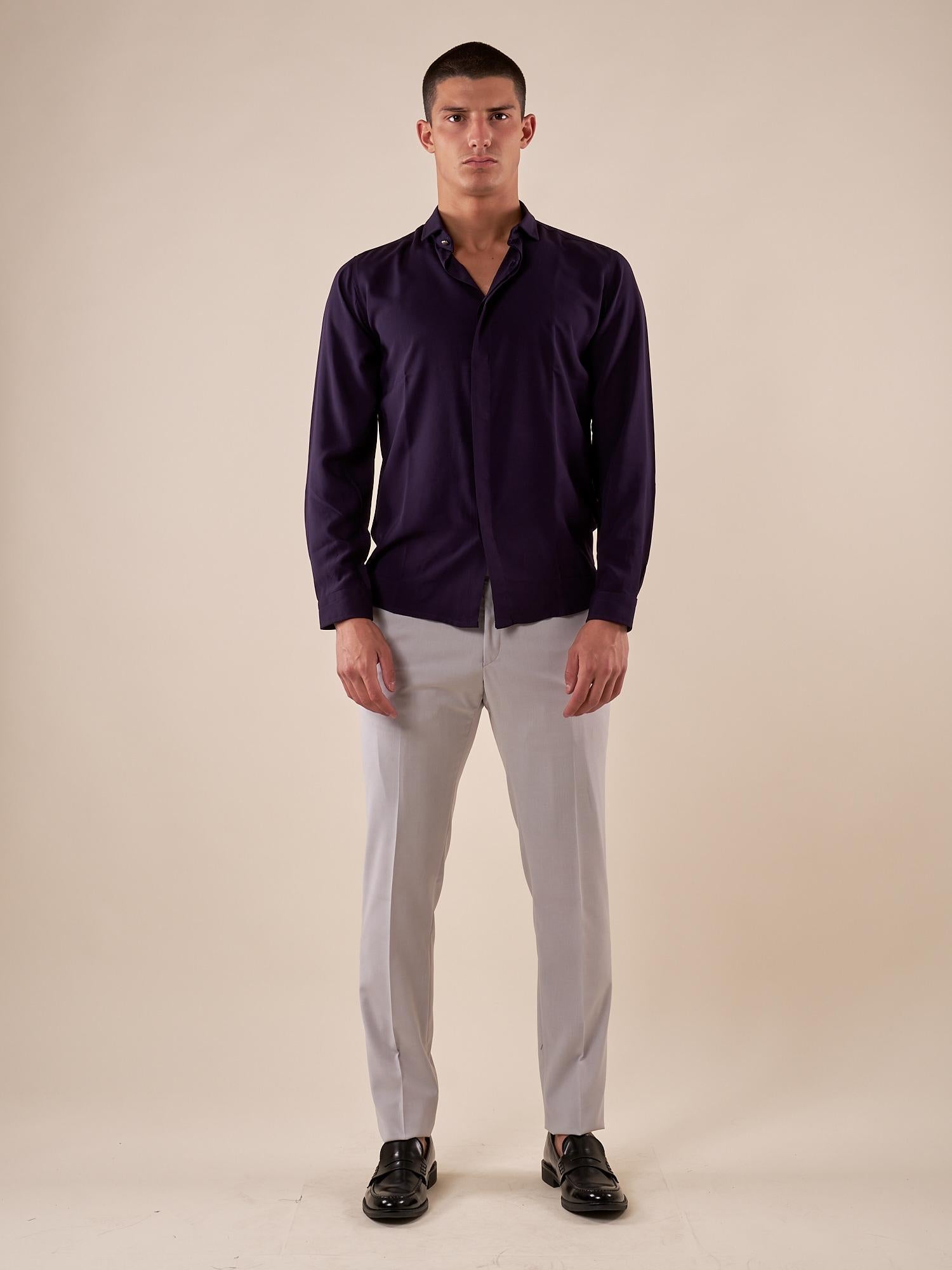 Camicia da uomo manica lunga in viscosa 100% con collo classico. PAMPERO BLU BLACKSUNDAY 