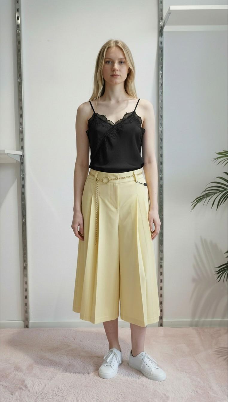 Pantalone Donna Modello Gonna-Pantalone con Tasca allAmericana e Due Pences PG126G GIALLO EXTASY Donna 
