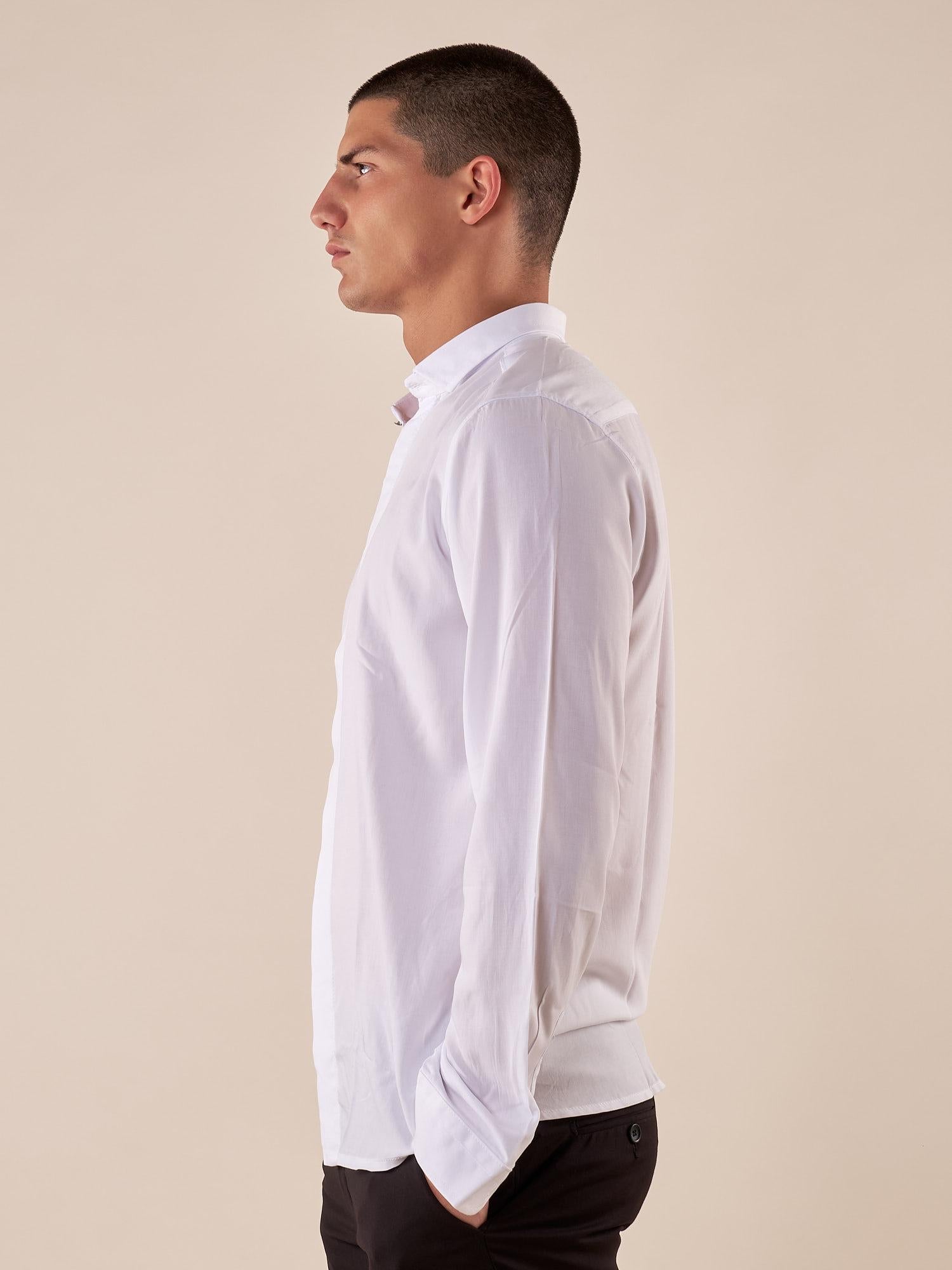 Camicia da uomo manica lunga in viscosa 100% con collo classico. PAMPERO BIANCO BLACKSUNDAY 