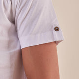 T-shirt Uomo Manica Corta Serafino in 100% Cotone con Bottoncino su Manica. TE274H BIANCO HAMAKI-HO 