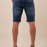 Bermuda di Jeans da Uomo 5 Tasche con Effetto Consumato. DM9386 DARK BLUE DATCH Uomo 