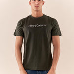 T-shirt Uomo manica corta in cotone 100% con logo stampato a contrasto TS616034 VERDE Henry Cotton's 