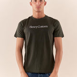 T-shirt Uomo manica corta in cotone 100% con logo stampato a contrasto TS616034 VERDE Henry Cotton's 
