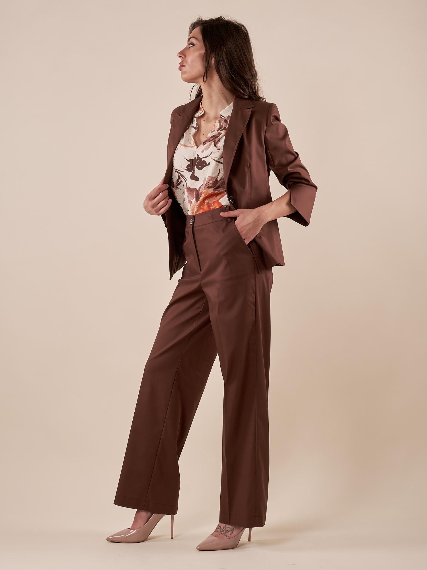 Pantalone Donna in Raso di Cotone a Palazzo ROMI/A5215 MORO ROMIHO 