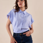 Camicia da donna senza maniche in cotone. PG499C/EC CELESTE EXTASY 