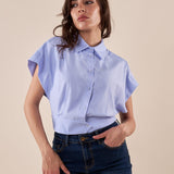 Camicia da donna senza maniche in cotone. PG499C/EC CELESTE EXTASY 