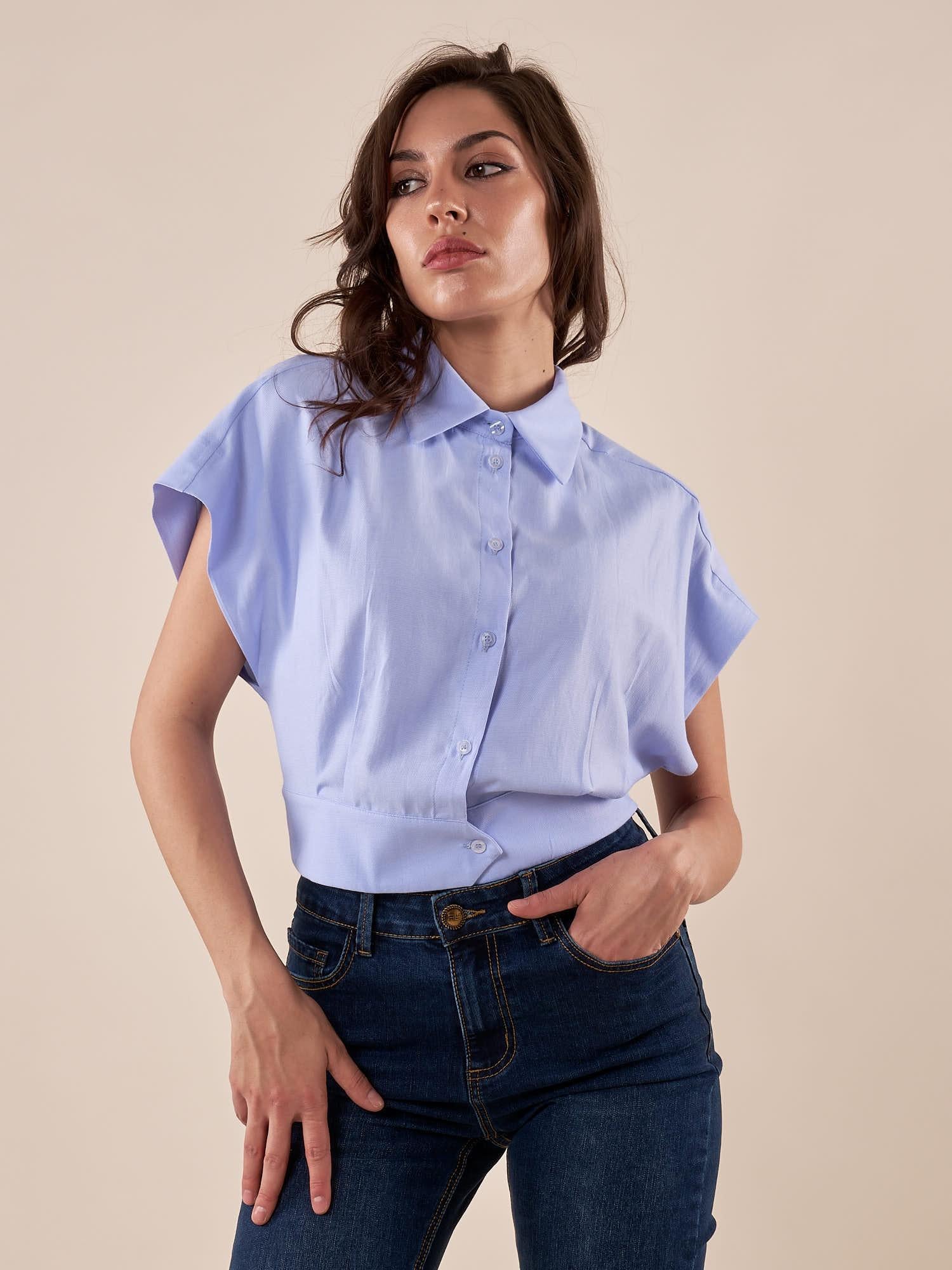 Camicia da donna senza maniche in cotone. PG499C/EC CELESTE EXTASY 