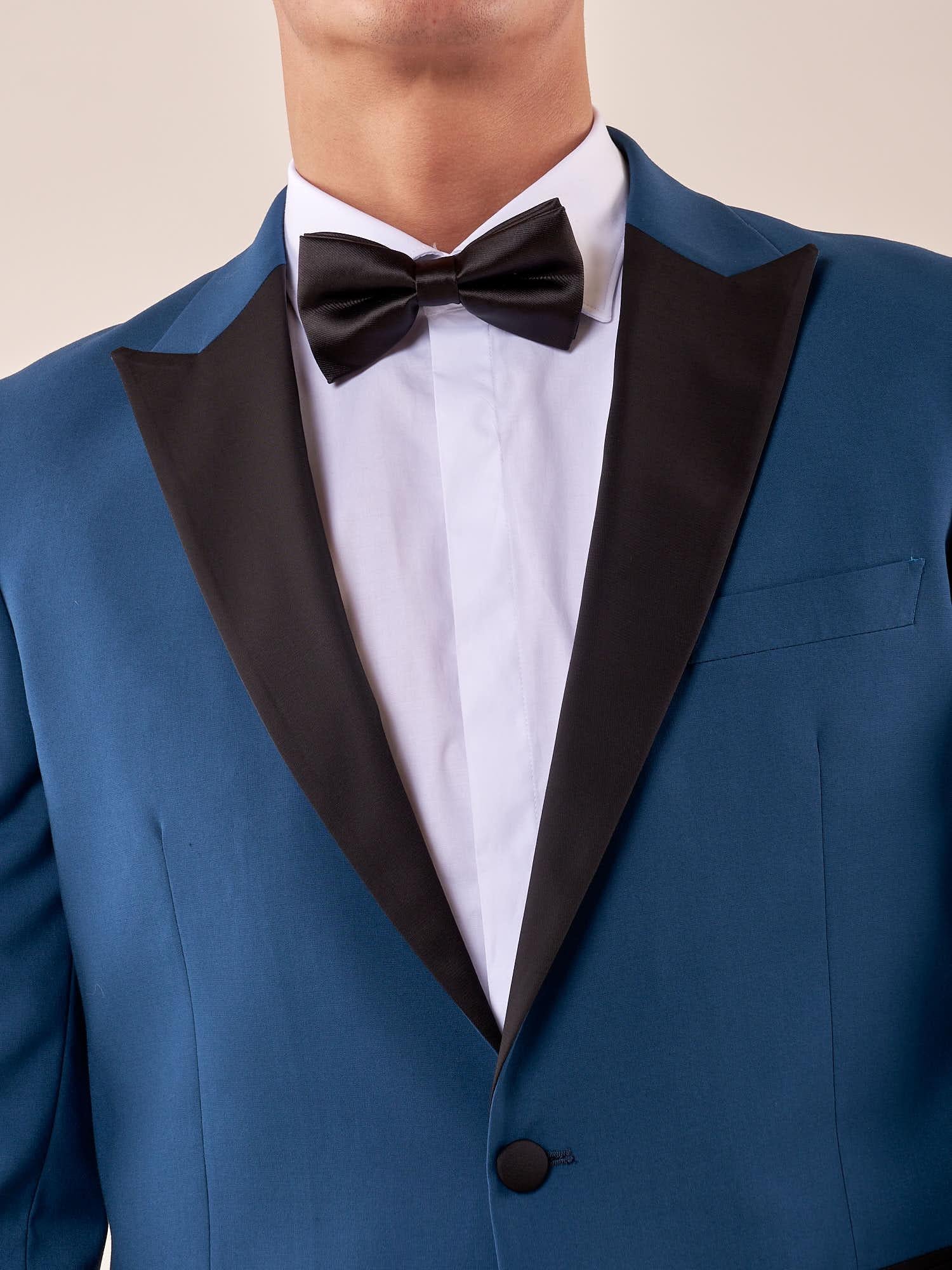 Abito classico cerimonia giacca rever a lancia in raso uomo. TM/NAPOLIPRL PETROLIO ITALIAN FORMAT Uomo 