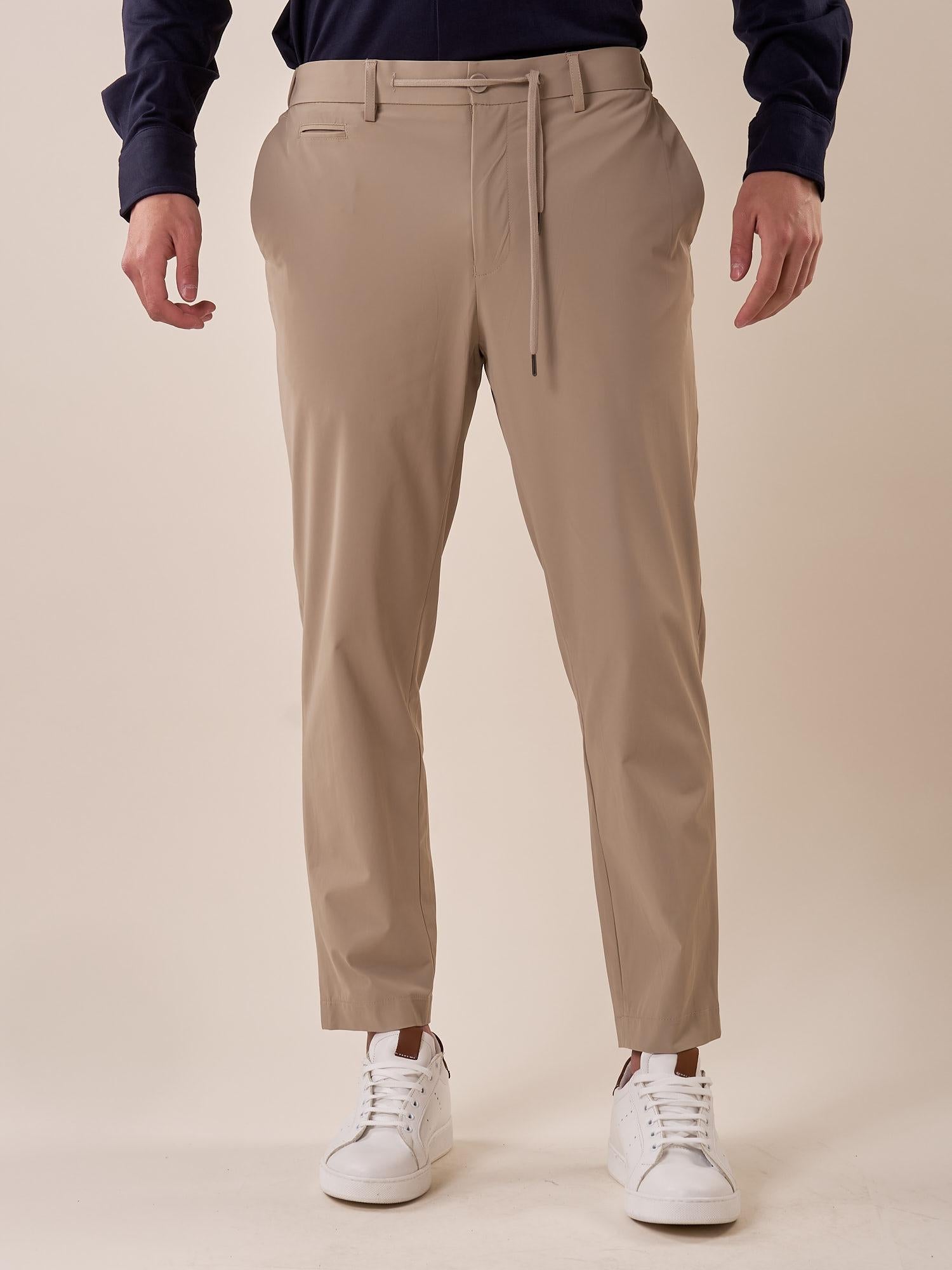 Pantalone modello pantalaccio tessuto tecnico no stiro con elastico uomo. PSE1763H BEIGE HAMAKI-HO Uomo 