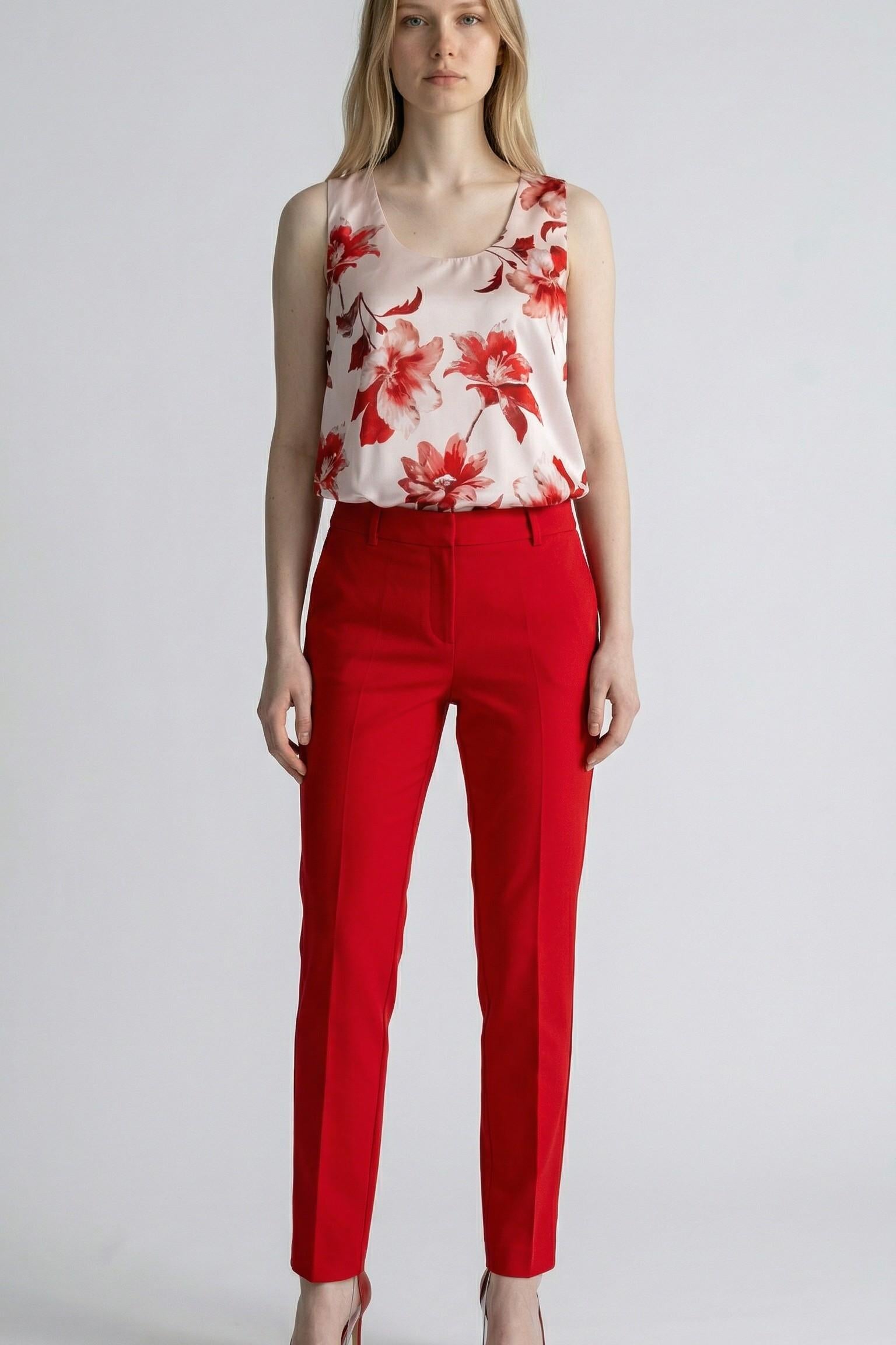 Canotta Donna in Fantasia Floreale a Spalla Larga CN004388 CIPRIA/ROSSO ARTIGLI Donna 