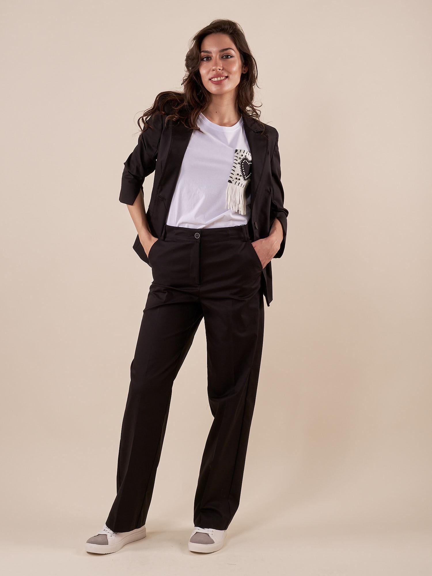 Giacca Donna raso di cotone manica 3/4. ROMI/4009 NERO ROMIHO 