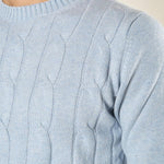 Maglia Uomo in Misto Cashmere a Trecce. Eleganza e Comfort per Ogni Occasione. CON4209225 BLU NUVOLA CONSENSO 