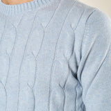 Maglia Uomo in Misto Cashmere a Trecce. Eleganza e Comfort per Ogni Occasione. CON4209225 BLU NUVOLA CONSENSO 
