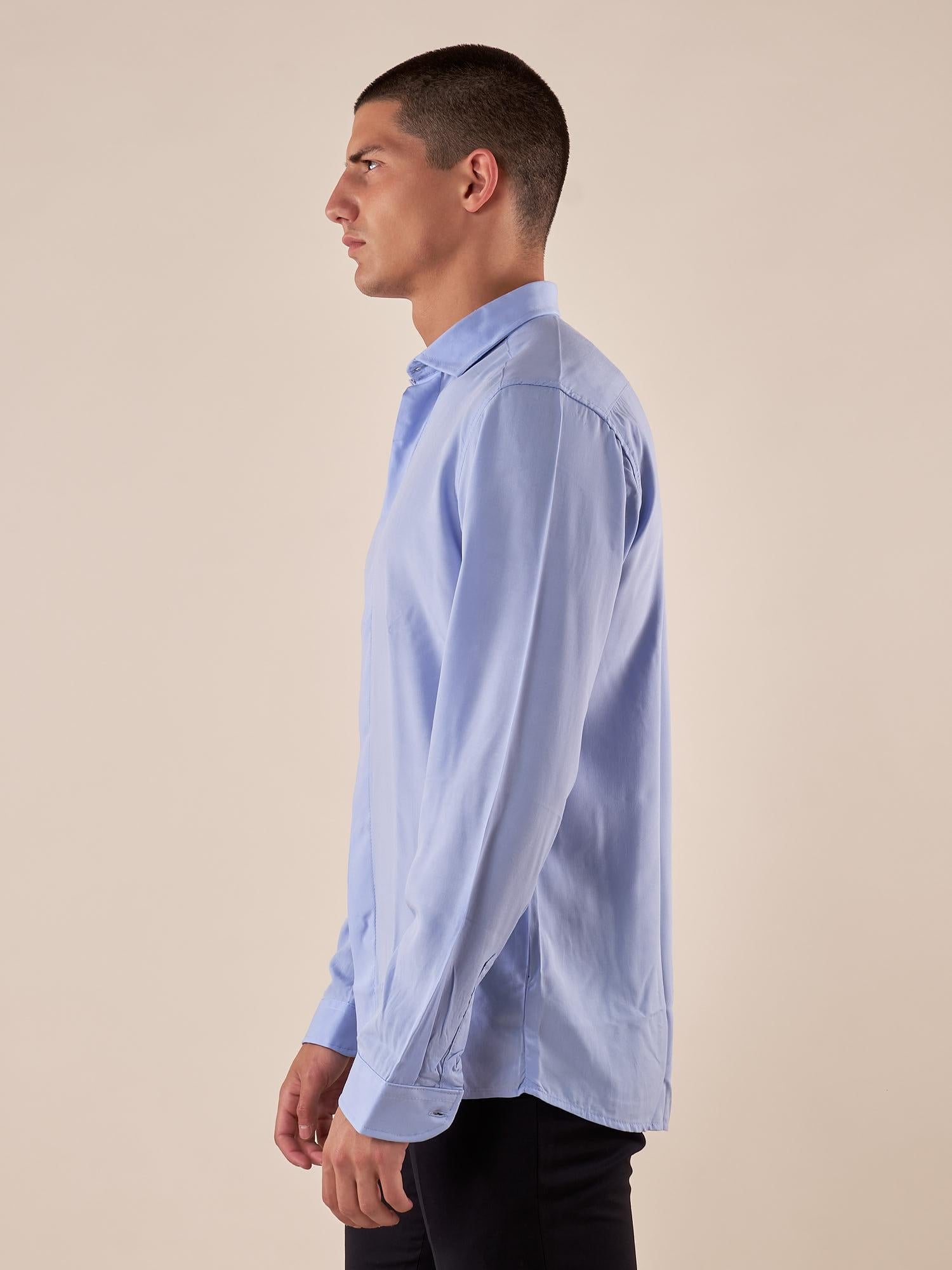 Camicia da uomo manica lunga in viscosa 100% con collo classico. PAMPERO CELESTE BLACKSUNDAY 