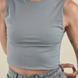 Top Donna Corto Basic a Spalla Larga Effetto Second Skin. F9121 GRIGIO VINCE OTTO 