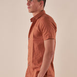 Camicia da uomo manica corta in misto lino. CE1261H RAME HAMAKI-HO 