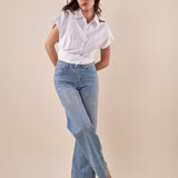 Camicia da donna senza maniche in cotone. PG499C/EC BIANCO EXTASY 