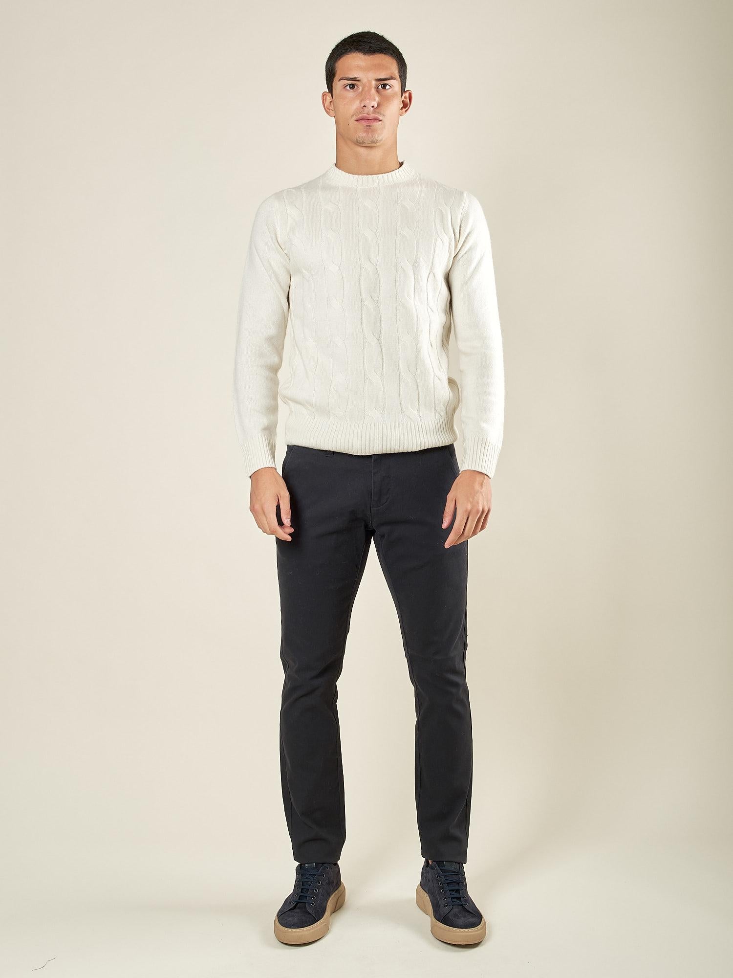Pantalone Uomo Slim Fit in Cotone Operato Elasticizzato con Tasche allAmericana. Stile e Comfort Quotidiano. M49451 BLU SUPERIOR VINTAGE 