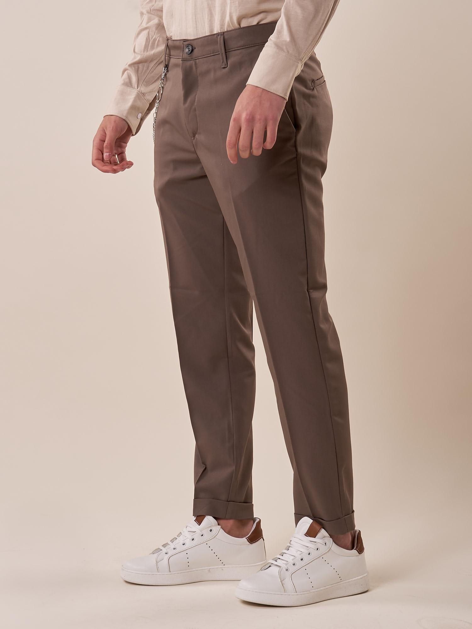 Pantalone tasca america elasticizzato con risvolto uomo. BK25002 TORTORA BLACKSUNDAY 