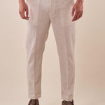Pantalone da Uomo in misto lino con tasche allamericana e mezza molla sul retro. PSE1766H BEIGE HAMAKI-HO Uomo 