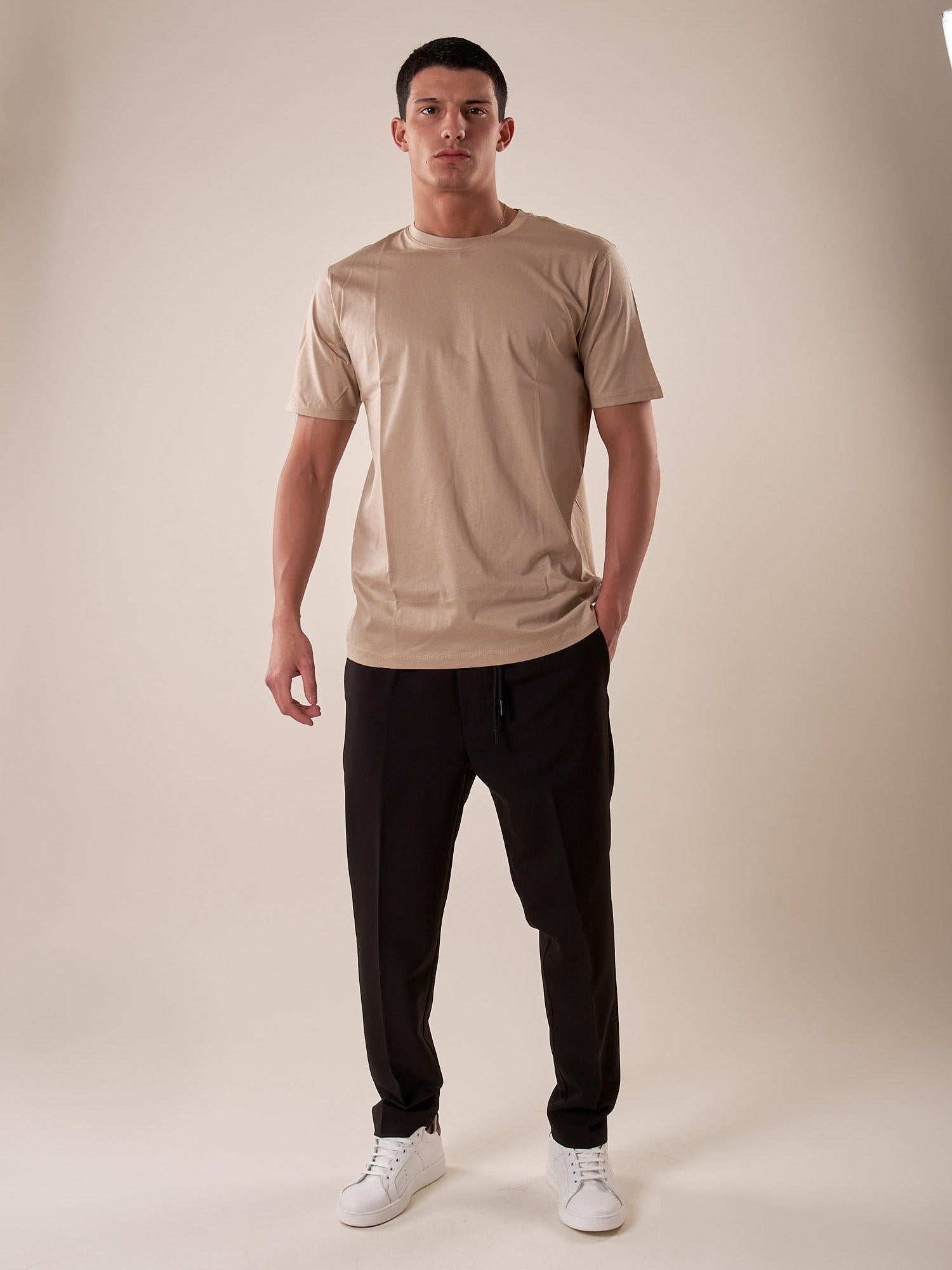 T-Shirt manica corta cotone mercerizzato uomo. OC1S2S5T10 GREIGE OVER-D 