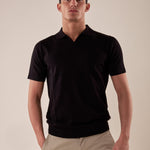 Polo manica corta collo derby viscosa tessuto crepe finezza 12 uomo. CON2152125 BLACK CONSENSO 