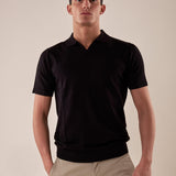 Polo manica corta collo derby viscosa tessuto crepe finezza 12 uomo. CON2152125 BLACK CONSENSO 
