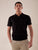 Men's short-sleeved polo shirt with derby collar, viscose crepe fabric, 12 gauge.
