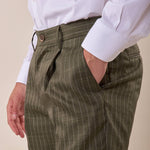 Pantalone rigato una  pince tapered fit tasche doppio filetto. OE1S2S5P38 MILITARE OVER-D 