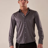 Camicia manica lunga micro piquet uomo. OC1S2S5C35 NERO OVER-D Uomo 